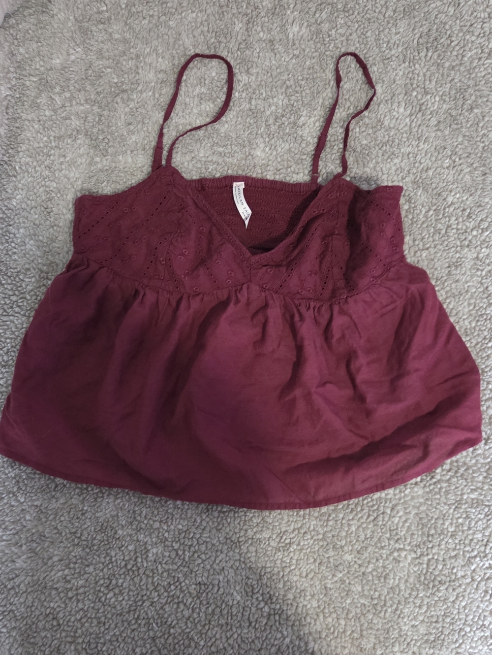 American Eagle Outfitters Burgundy Eyelet Spaghetti Strap Cami